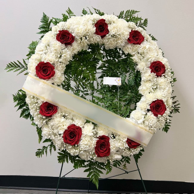 Rose, Carnations And Baby's Breath wreath