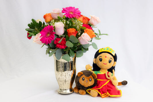 Flower Bouquet with Mini Durga Modi Toy