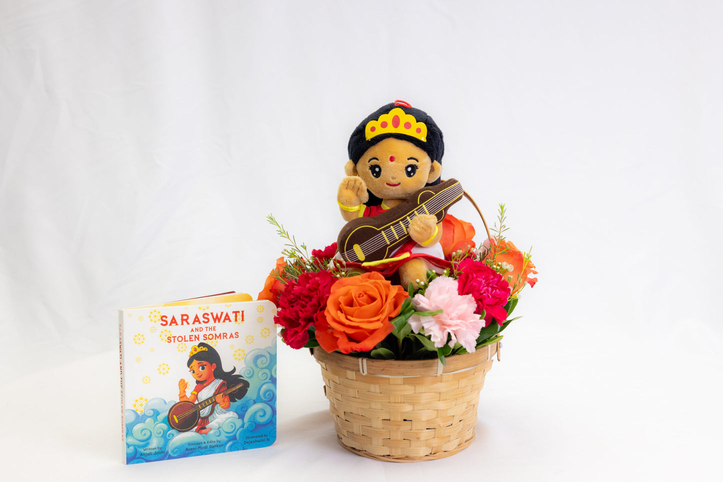 Floral Basket + Mini Laxmi/ Saraswathi Modi Toy