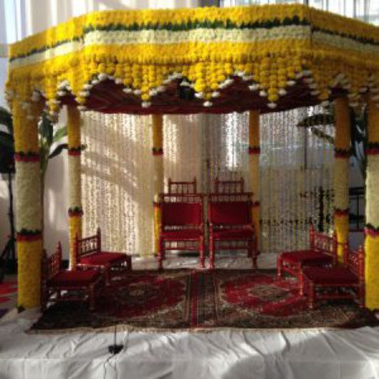 Octagon Flower Mandap Decorated With Marigold Flowers