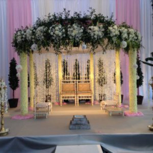 Octagon Flower Mandap With One Level of Flower Arrangement