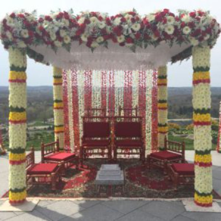 Square Flower Mandap With Flower Arrangement