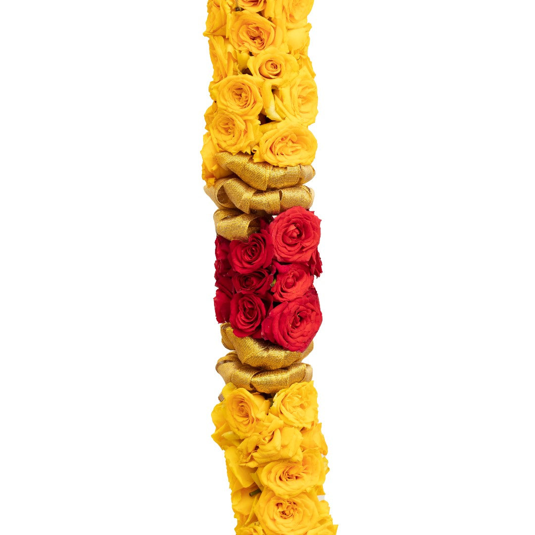 Yellow and Red Button Rose Garland