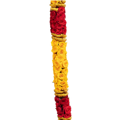 Yellow and Red Button Rose Garland