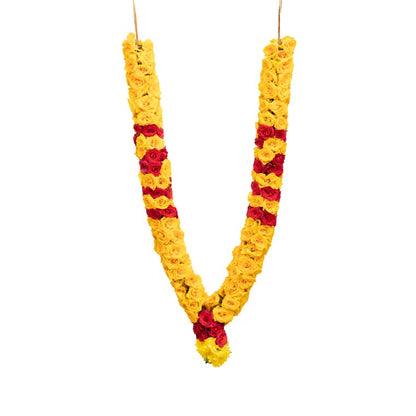 Yellow and Red Button Rose Garland